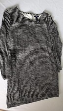 Gap Womens Medium Black White Striped Knit Dress Casual Stretch Short Sleeve M
