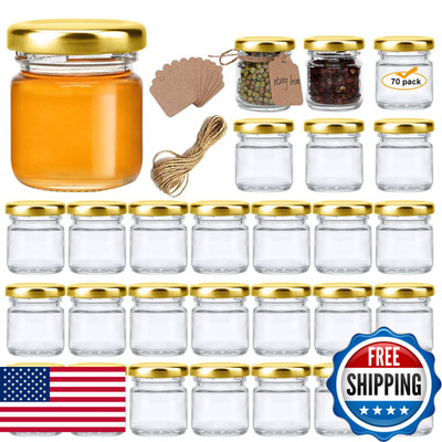 70 Pack Mini Glass Jars 1.5oz Honey Spice Candle Favor Jars with Lids