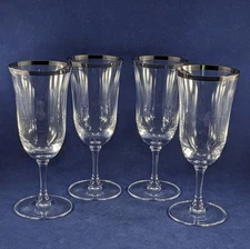 Vera Wang For Wedgwood Classic Platinum Crystal Iced Tea/Water Goblets Set of 4