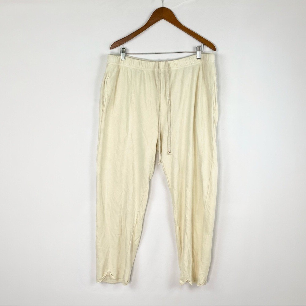 Les Tien Organics Cotton Sweatpants Folded Hem Drawstring Cream Size Xl Lounge