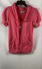 Vintage Y2K Juicy Couture Women's Pink Puff Sleeve Crown Zip Up Hoodie Sz S