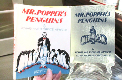 MR POPPER'S PENGUINS hcdj ex-lib 1938 36th Atwater Robert Lawson Little Brown 
