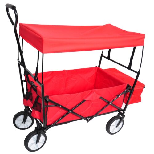 Garden Shopping Beach Cart Folding Wagon-Red
