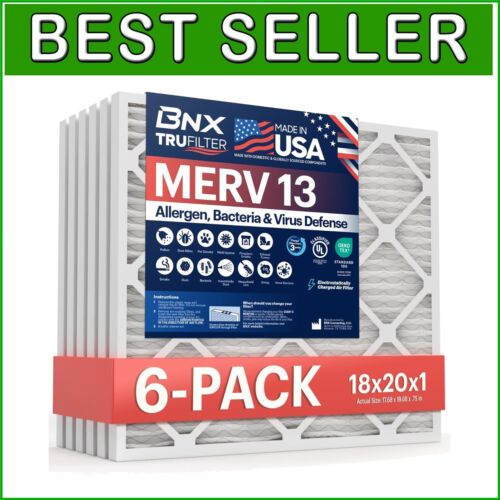 TruFilter 6-Pack Air Filters MERV 13 - Allergy & Dust Protection for AC/Furnace