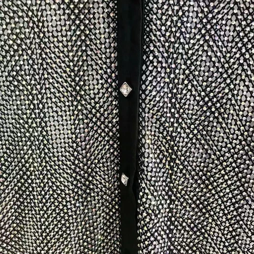 Lady Rhinestone Crystal Shirt Party Blouse Net Sheer Shiny Glitter Club Wear - Picture 16 of 16