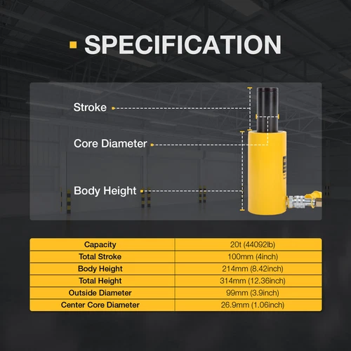 RCH-20100 Hollow Hydraulic Jack Stroke Single Acting Hollow Plunger Cylinder - Bild 5 von 13