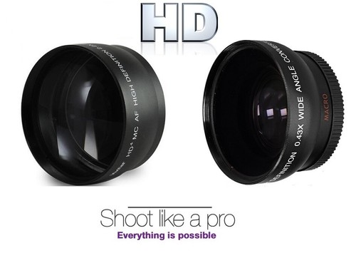 2-Pcs HD Telephoto & Wide Angle Lens For Canon Vixia HF W10 W11 - Picture 5 of 10