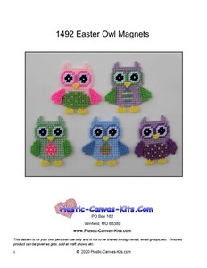 Easter Owl Wall Hanging-Plastic Canvas Pattern or Kit