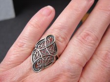 Gorgeous vintage filigree large sterling silver cocktail ring size 6 925