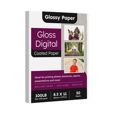 Double-Sided Gloss Digital Paper (C2S) 100lb Text Glossy – 8.5 x 11 – 50 Sheets