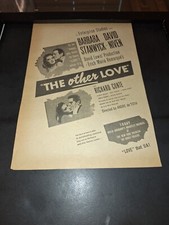 The Other Love Barbara Stanwyck 1947 Rare Original Promo Poster Ad Framed