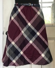 Vintage 80s/90s Strawbridge  Clothier Purple/Blue Plaid Wool Skirt Womens 11/12