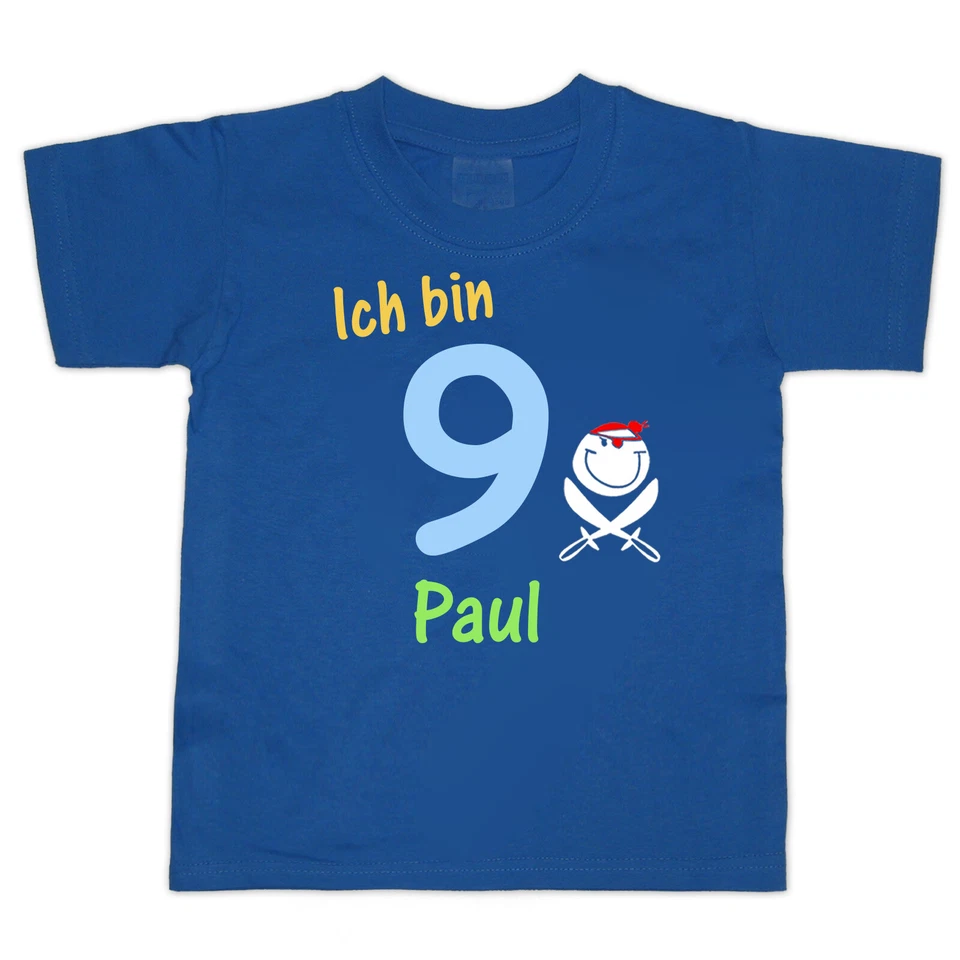 LITTLE BEE Geburtstag T Shirt Ich bin 9 mit Wunschnamen WAHL Motiv Größe Farbe NEU