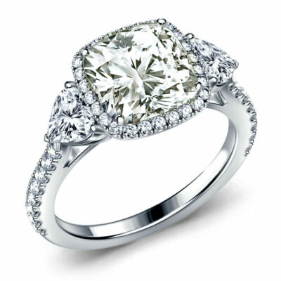4+ kt fast weißer Moissanit Diamant Kissen 925 Sterlingsilber Verlobungsring 