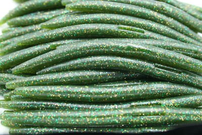 5'' Watermelon Copper Green Flake Stick Baits Wacky Plastic Worms Bass Fishing