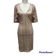 Vince Camuto Dress Womens Size 6 Sequin Capelet Cocktail Party Rose Gold