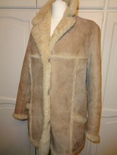 Real Shearling /sheepskin Coat Size Uk 10 British Made