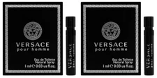 2 Vials VERSACE POUR HOMME Cologne 0.03 oz 1ml Eau de Toilette Spray NEW ON CARD