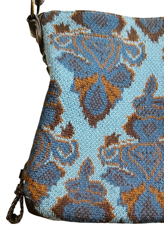 Штамп 10 женщин ткани и искусственной кожи сумочки через плечо Дамская сумка синий и коричневый богемный - Изображение 4 из 4