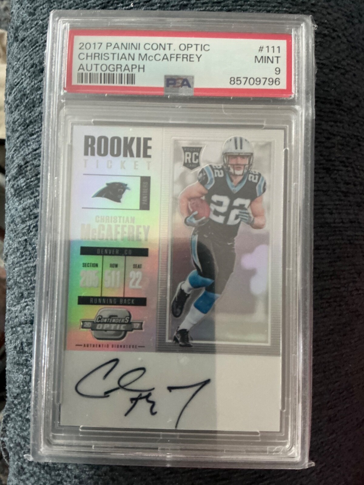 Christian McCaffrey Autographed Signed Carolina Panthers Contenders Optic - Rookie Ticket RPS #111 