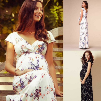 Womens Pregnancy Maternity Boho Floral Wrap Dress Summer Holiday Midi Long  Dress | eBay