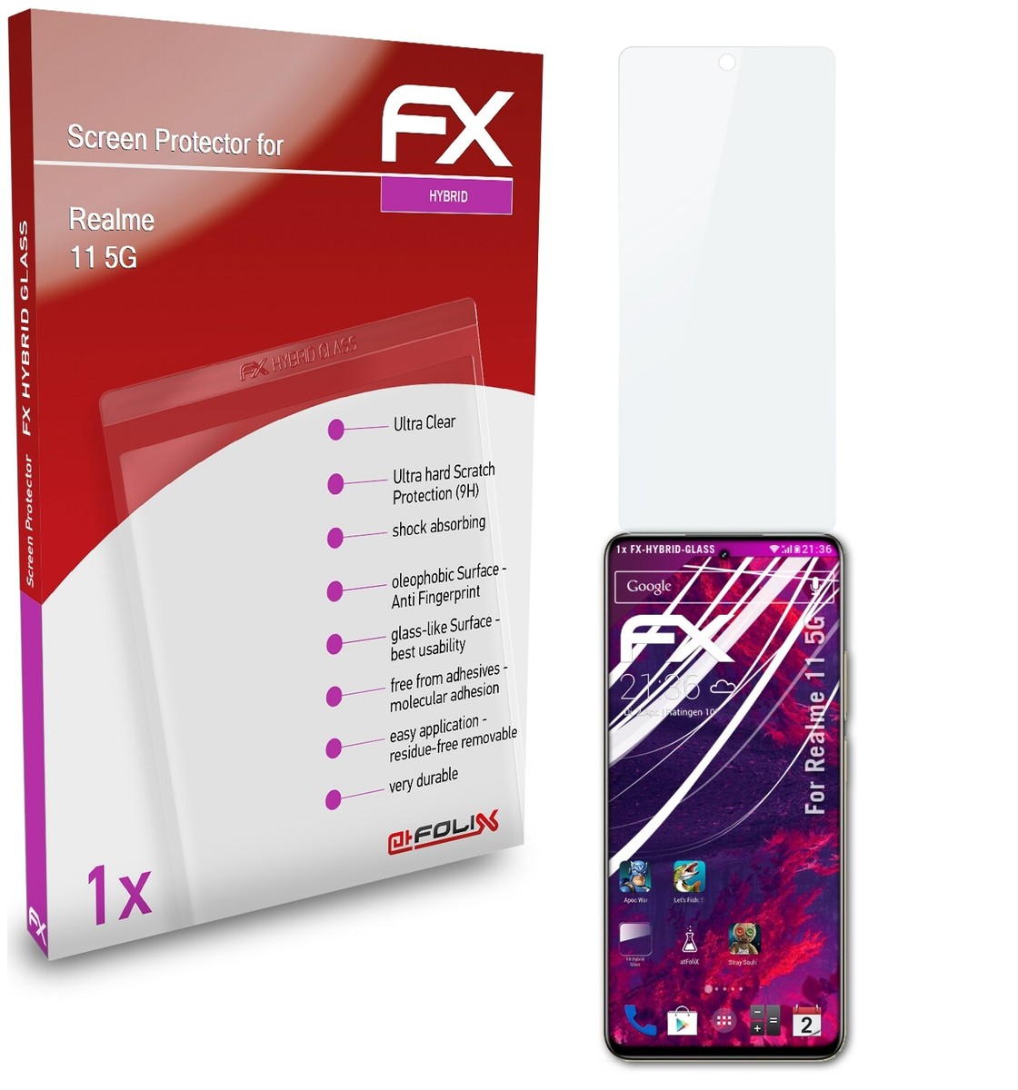 Protecteur D'écran En Verre Hybride AtFoliX 9H Pour Realme 8s 5G - Anti-choc Et Anti-rayures, Fabriqué En Allemagne