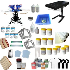 6 Color 6 Station Screen Printing Kit with Silk Screen Press Tools & Flash Dryer