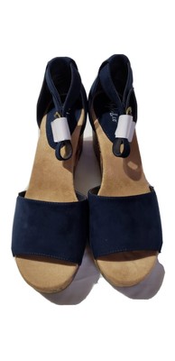 ladies navy blue wedge sandals