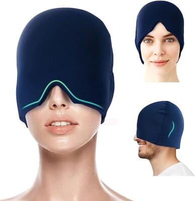 Migrane Relief Head Ice Wrap, Wiederverwendbar Heiß Kalt Therapie Kopfschmerz Mütze Eistücher