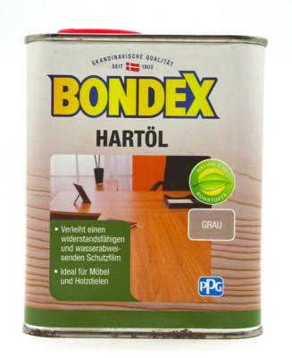 Bondex Hartöl Imprägnierung Pflege Öl für Holz Möbel Fußboden - Grau 0,75 L