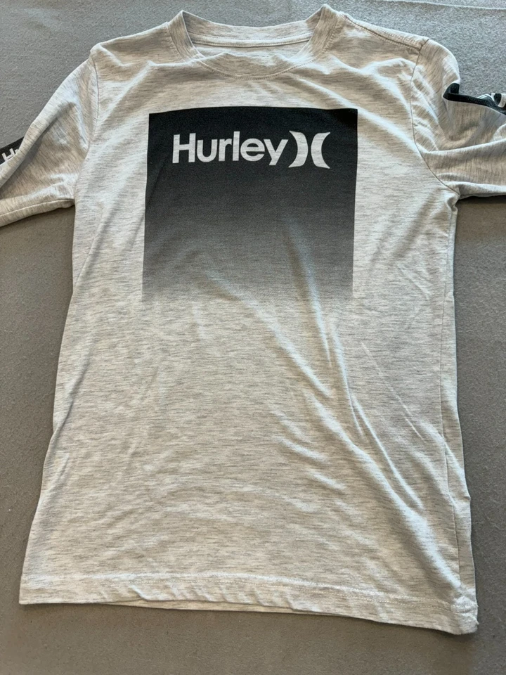 Hurley T Shirt Kids Boy's Large 12-13 Heather Gray Long Sleeve Graphic Logo Tee - Image 3 of 4
