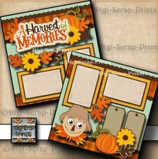 FALL HARVEST MEMORIES 2 premade scrapbook pages paper printed Digiscrap A0265