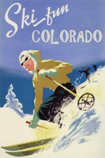 Ski Fun Colorado Mountains Downhill Skiing Travel Vintage Poster Repro FREE S/H