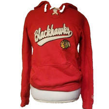 CHICAGO BLACKHAWKS WOMEN'S LARGE OLD TIME HOCKEY NEWBURY COLLECTION RED HOODIE!