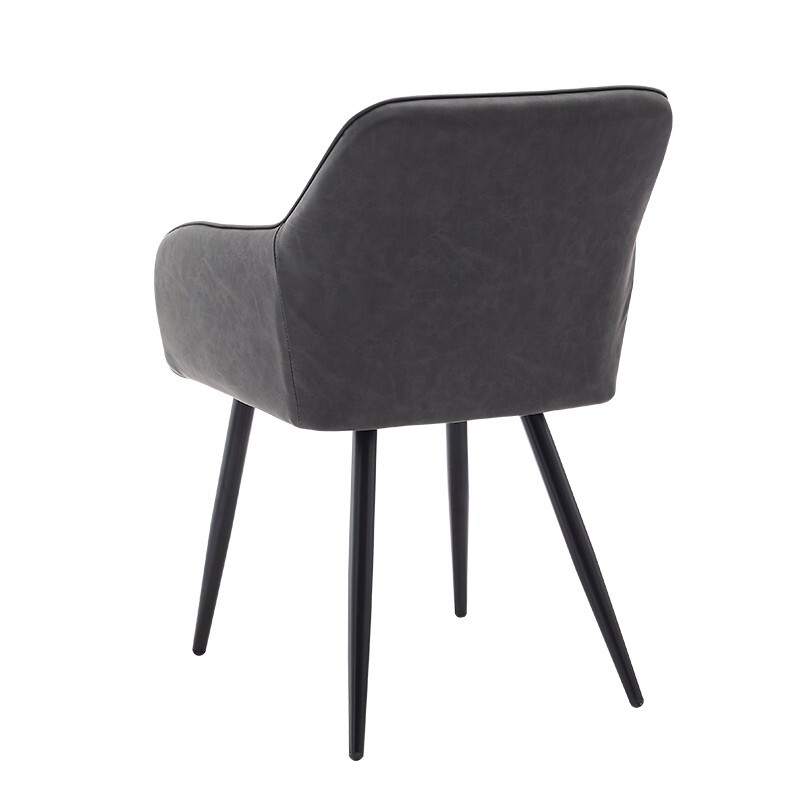 Pair of Gray Dining Chairs Thick Padded Seat Low Back Dining Room