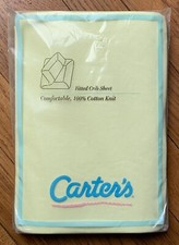 Vintage Carter's Fitted Crib Sheet Yellow 100 Cotton Knit 28  x 52  New NOS