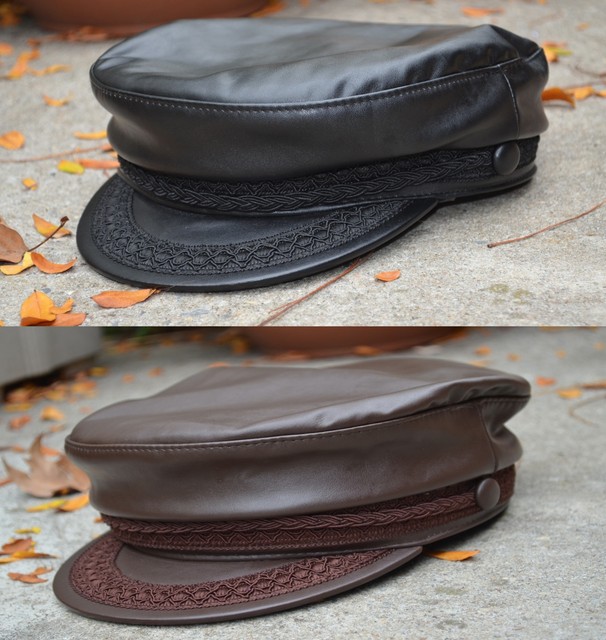 leather greek fisherman hat