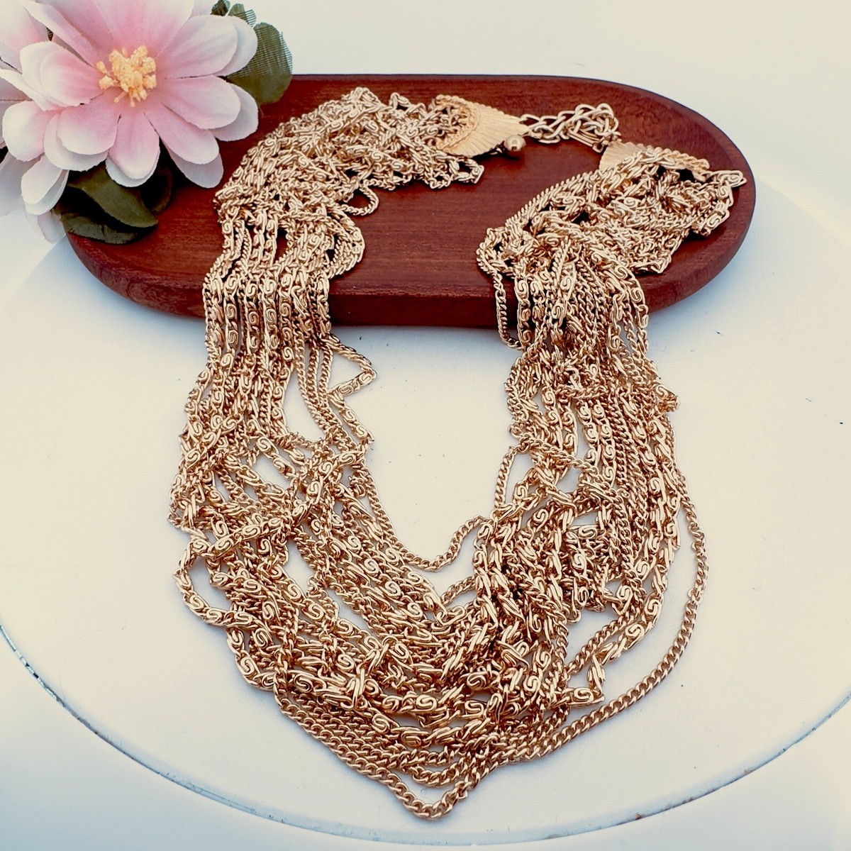 Vintage ART Arthur Pepper Gold Tone Multi Chain Strand Adjustable