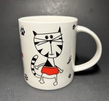 FAIRMONT & MAIN England Kitty Cat Coffee Cup w/Paw Prints & Fish Bones