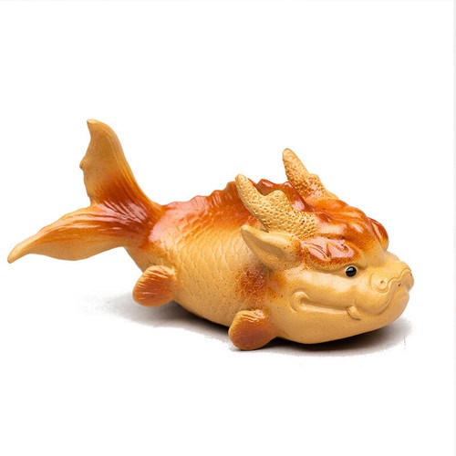 Creative Tea Pet Handmade Dragon Fish Carved Tea Play Yixing Zisha Duan Clay New - Picture 3 of 8
