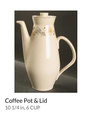 Franciscan Woodlore Gladding McBean Co Mushroom 10 1/4” Coffee Pot W Lid 6 Cup - Picture 2 of 15