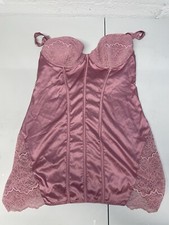 Victoria  s Secret Stretch Satin Corset Mini Slip- Dusk Mauve -Large-NWT