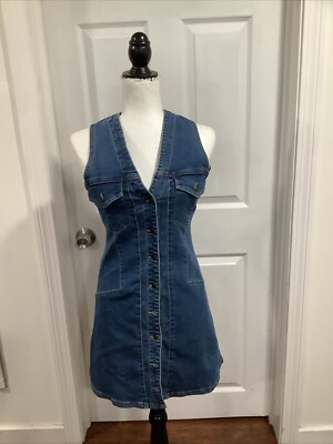 free people wandering star denim dress Free People Wandering Star Denim Mini Dress Size