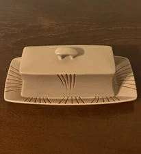 Vintage Pfaltzsgraff Matika Granite Tan Stoneware Covered Butter Dish
