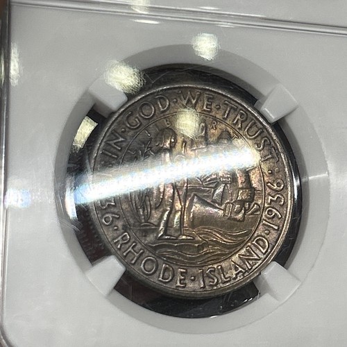 1936-D United States Rhode Island Commemorative Half Dollar NGC MS62 - Picture 3 of 9