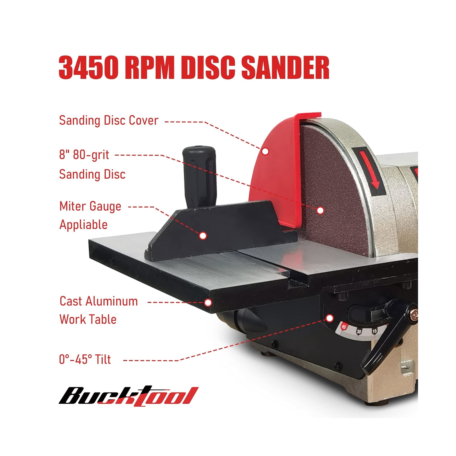 BUCKTOOL BD4801 Bench Belt Sander 4 in. in. Belt and 8 in. Disc Sander