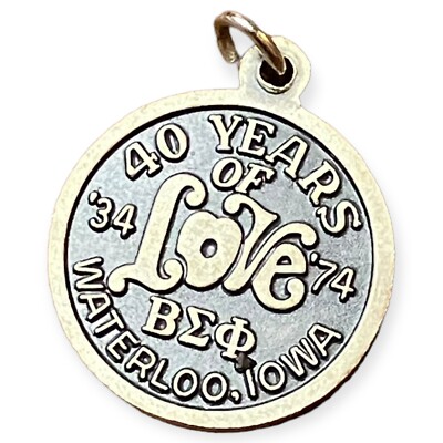 Beta Sigma Phi Sorority 1974 - 40 Years Of Love Waterloo Charm Pendant Vintage