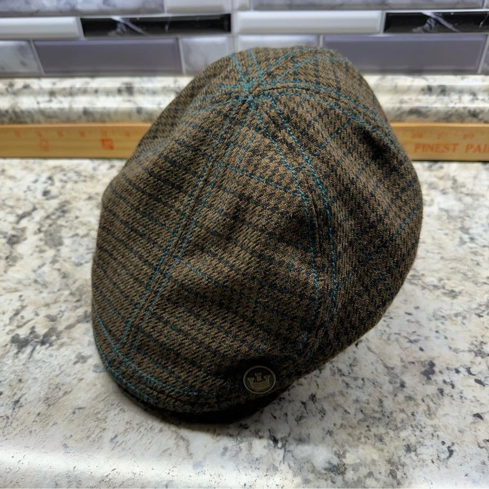 Men’s XLarge Fitted Goorin Brothers Plaid Acrylic Wool Blend Flat Cap Driver Hat - Image 3 of 4
