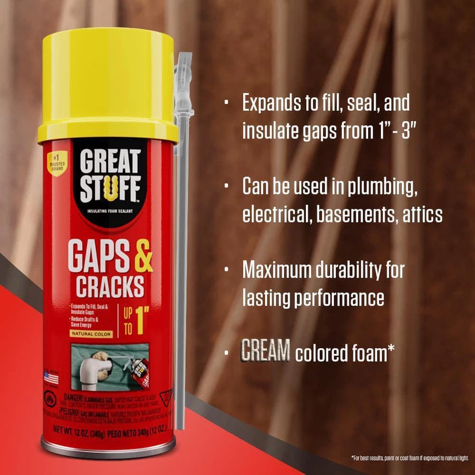 12oz Gaps & Cracks Insulating Spray Foam Sealant Expands Up to 1" Airtight Seal - Image 3 of 4