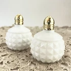 Vintage Milk Glass Salt & Pepper Shakers Small Japan Hobnail Diamond Cut Pattern